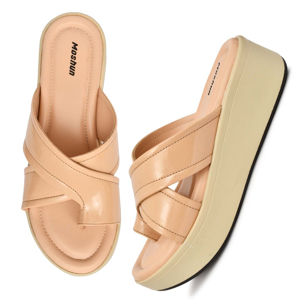 Moshun Women’s 2-Inch Wedge Heel Sandals, (Beige)