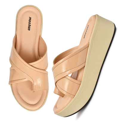 Moshun Women’s 2-Inch Wedge Heel Sandals, (Beige)