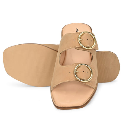 Moshun Women’s Fancy Orthopedic Flat Sandals, (Beige)