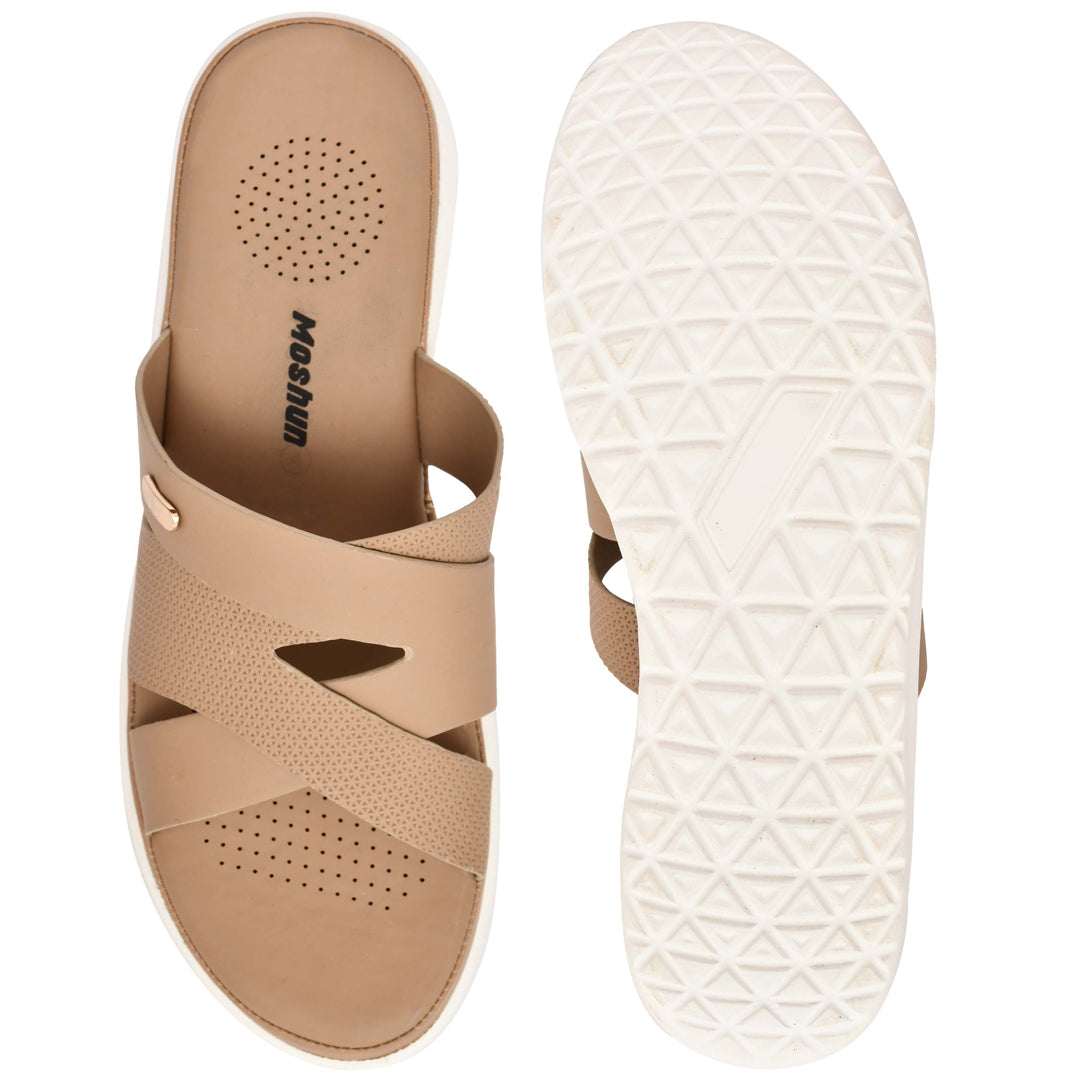 Moshun Women’s Open Toe Wedge Heel Sandals, (Beige)