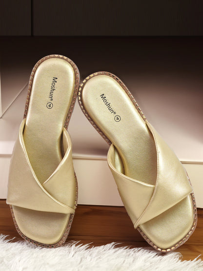Open Toe Open Back Flat Slippers-M20