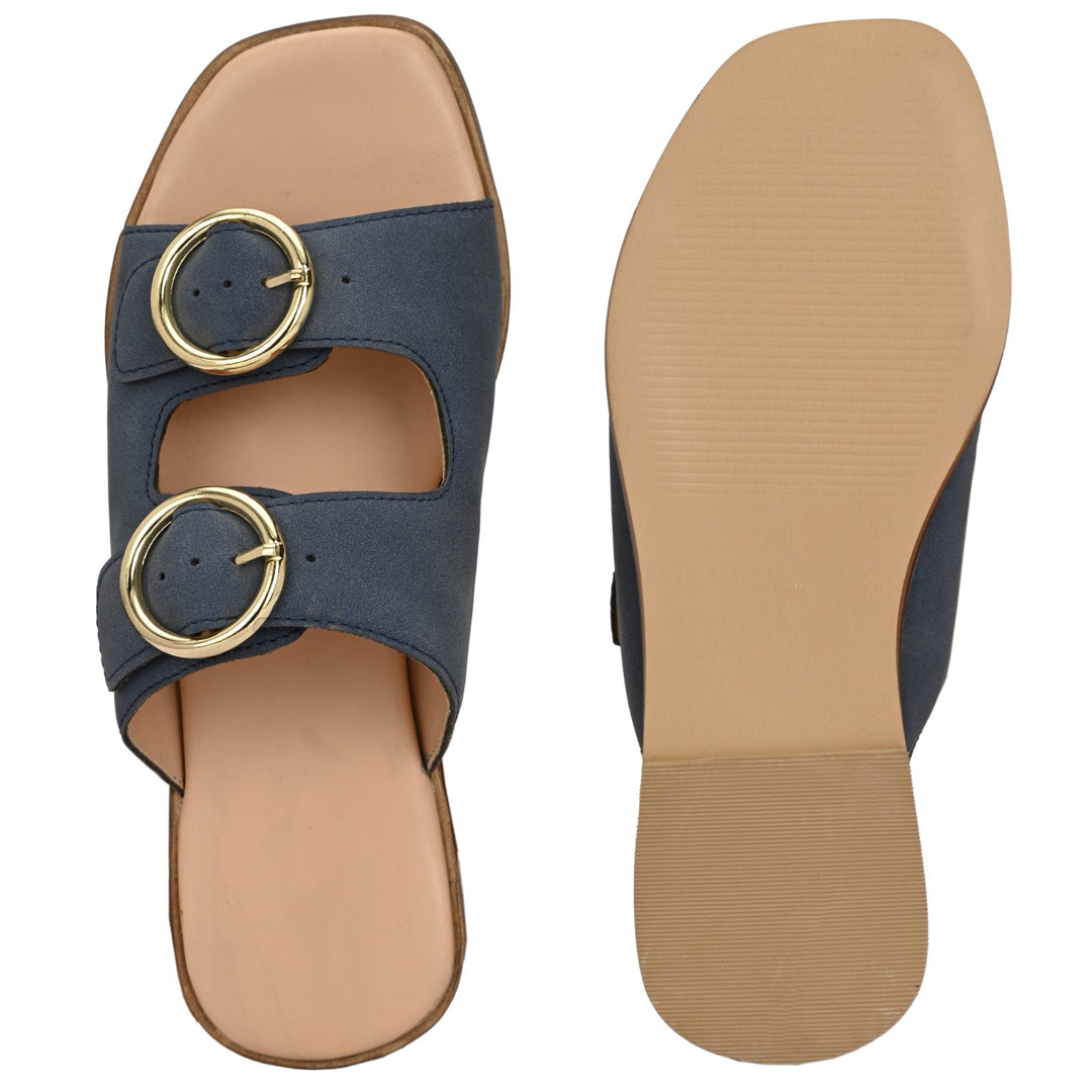 Moshun Women’s Fancy Orthopedic Flat Sandals, (Navy Blue)