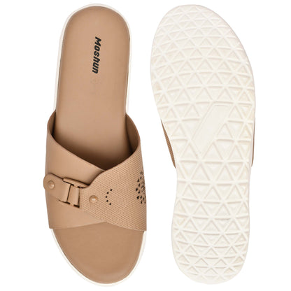 Moshun Women’s Adjustable Strap Open Toe Wedge Heel Sandals, (Beige)