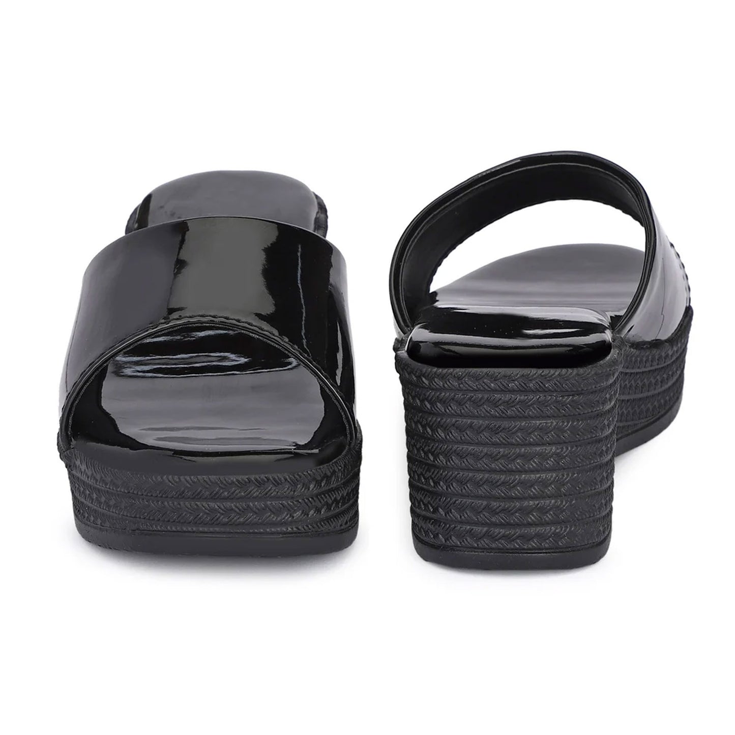 Glossy Wedge Heel Sandals