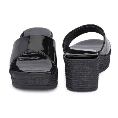 Glossy Wedge Heel Sandals