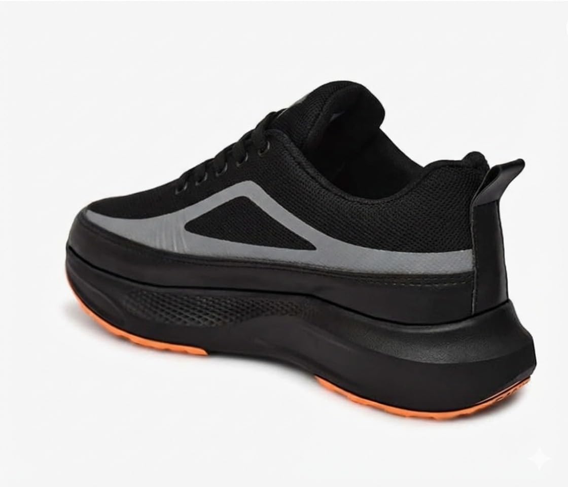 Moshun Men’s Lace-Up Casual Daily-Wear Shoes | Lightweight Polyfoam Cushioned Sneakers, (Black)