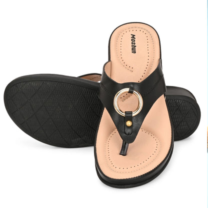 Moshun Women’s Fancy Orthopedic Flip-Flops, (Black)