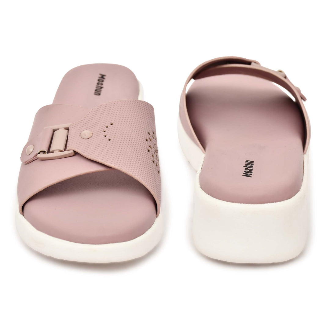 Moshun Women’s Adjustable Strap Open Toe Wedge Heel Sandals, (Peach)