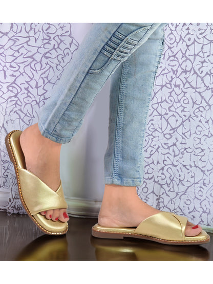 Open Toe Open Back Flat Slippers-M20