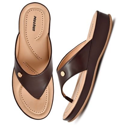 Moshun Women’s Matte Finish Orthopedic Flip-Flops, (Maroon)