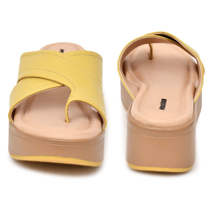 Moshun Women’s 2-Inch Wedge Heel Sandals, (Yellow)