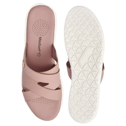 Moshun Women’s Open Toe Wedge Heel Sandals, (Peach)