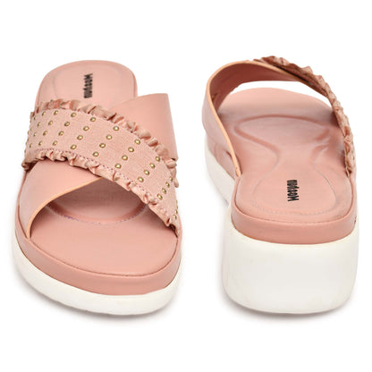 Moshun Women’s Golden Polka Dot Wedge Heel Sandals, (Pink)