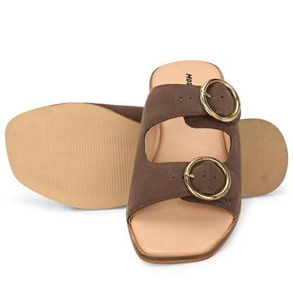 Moshun Women’s Fancy Orthopedic Flat Sandals, (Brown)