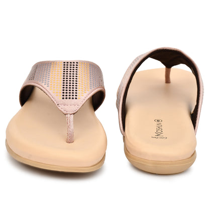 Moshun Women's Memory Foam Thong Flip-Flops, (Peach)