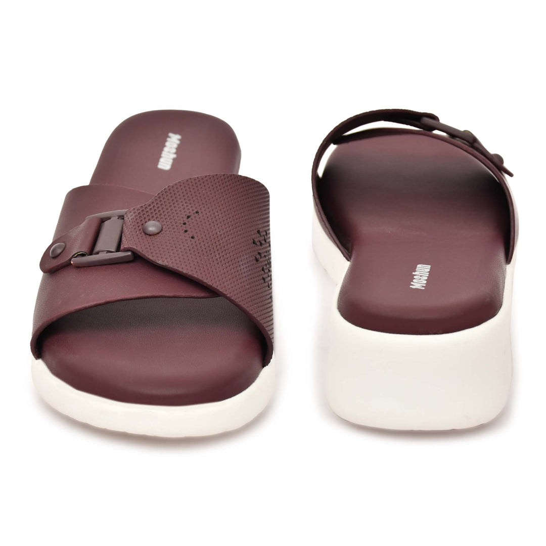 Moshun Women’s Adjustable Strap Open Toe Wedge Heel Sandals, (Maroon)