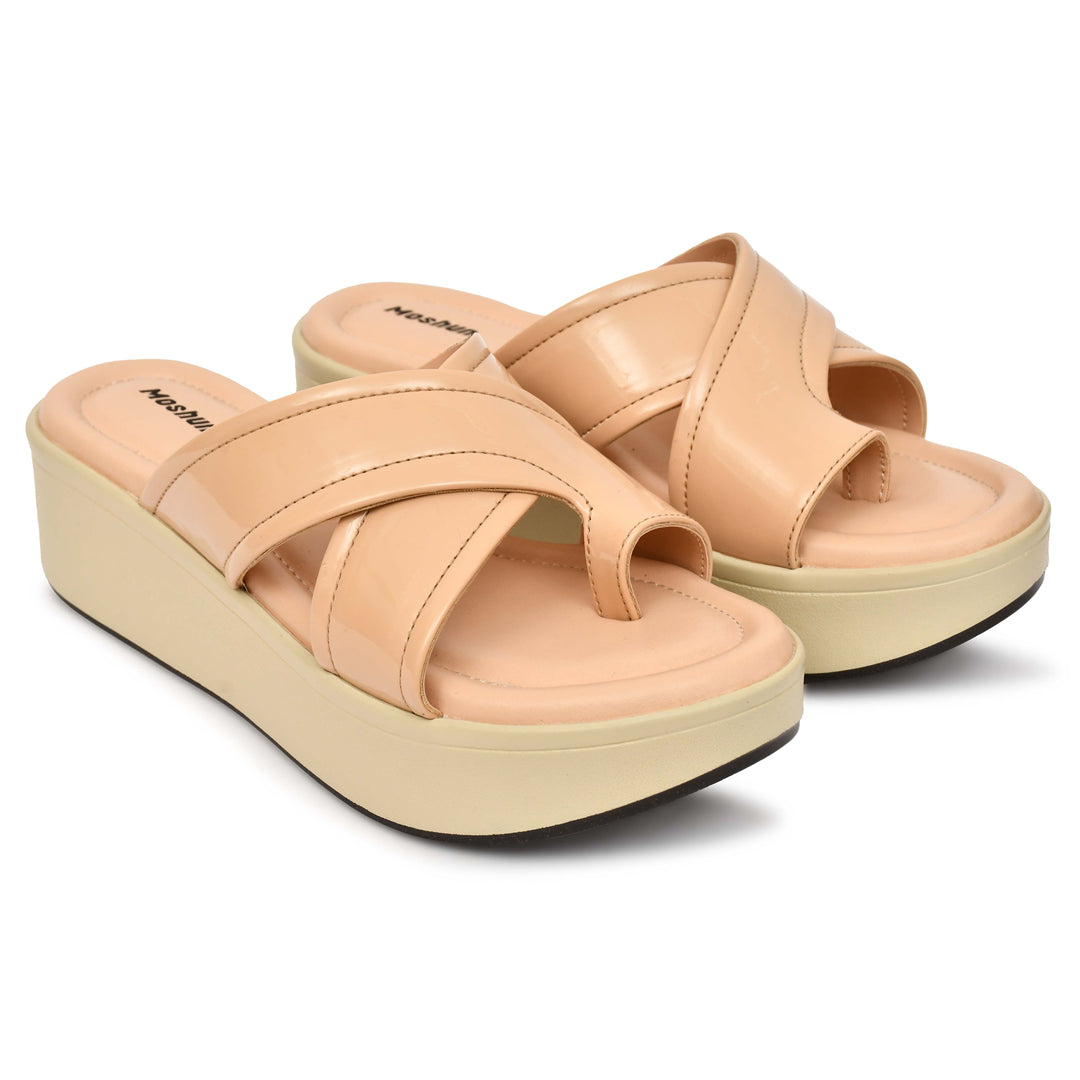 Moshun Women’s 2-Inch Wedge Heel Sandals, (Beige)