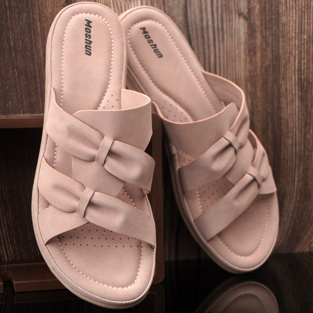 Moshun Women’s Criss Cross Matte Finish Sandals, (Peach)