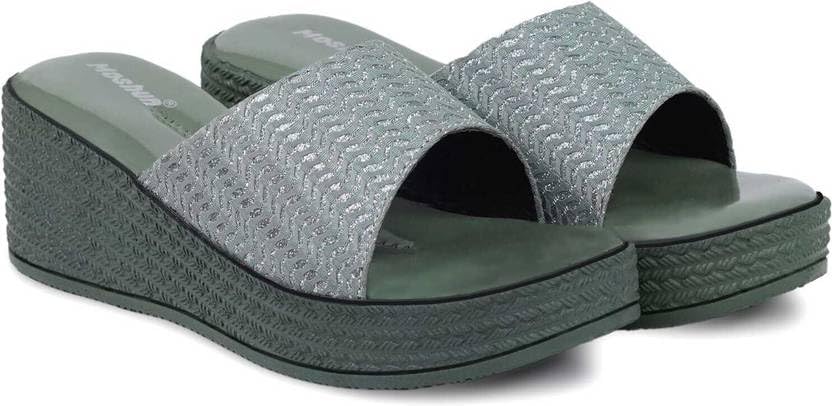 Moshun Women’s Glossy Wedge Heel Sandals, (Pista)