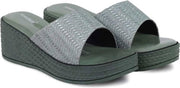 Moshun Women’s Glossy Wedge Heel Sandals, (Pista)