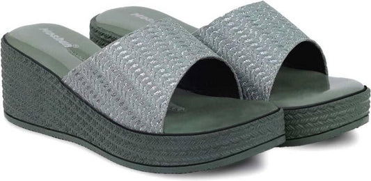 Moshun Women’s Glossy Wedge Heel Sandals, (Pista)