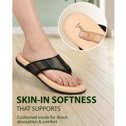 Moshun Women's Memory Foam Thong Flip-Flops, (Black)