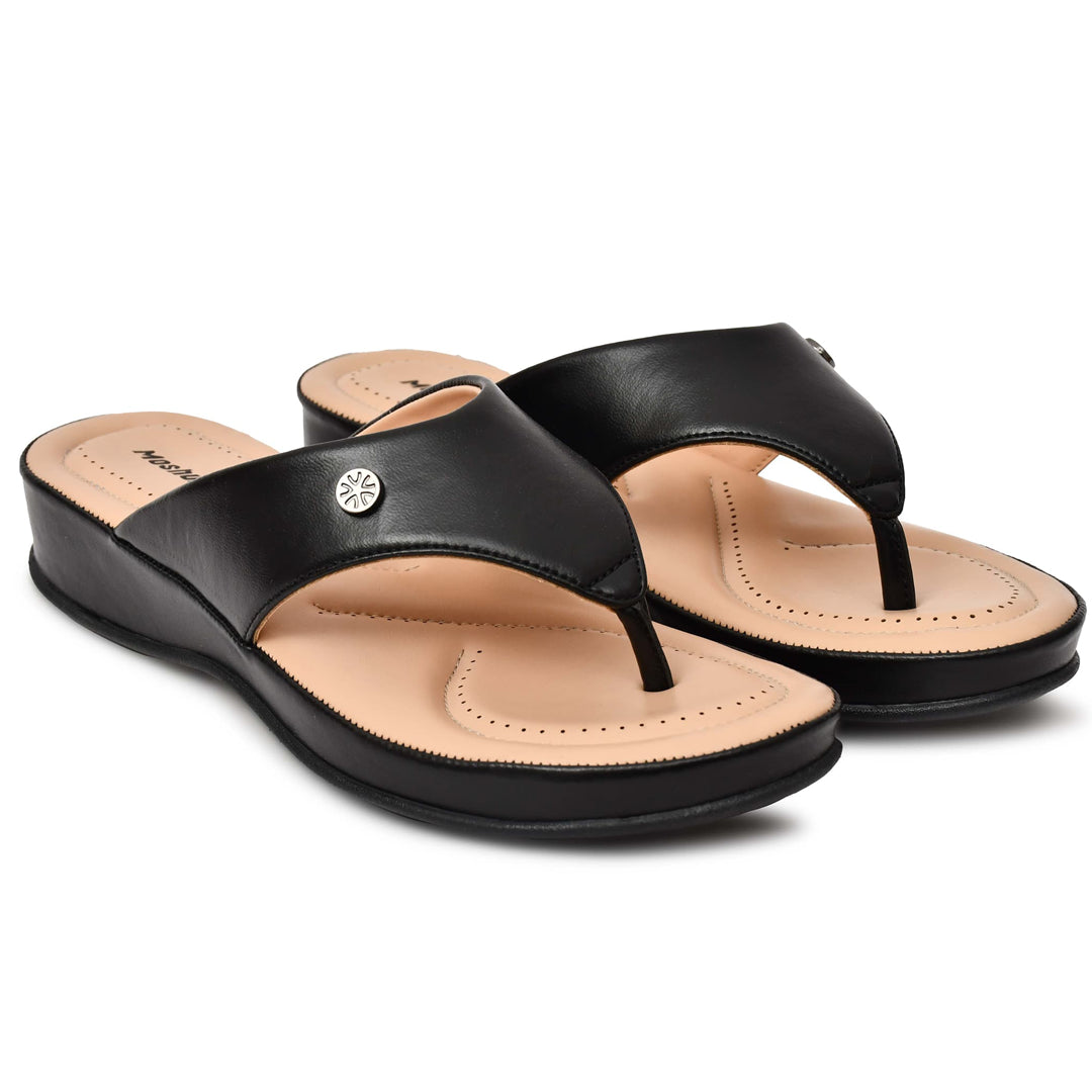 Moshun Women’s Matte Finish Orthopedic Flip-Flops, (Black)
