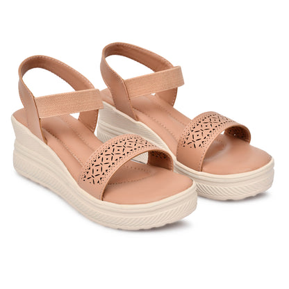 Moshun Women’s Wedge Heel Sandals, (Pink)