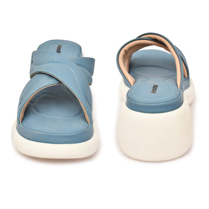 Moshun Women’s Open Toe Wedge Heel Sandals, (Blue)