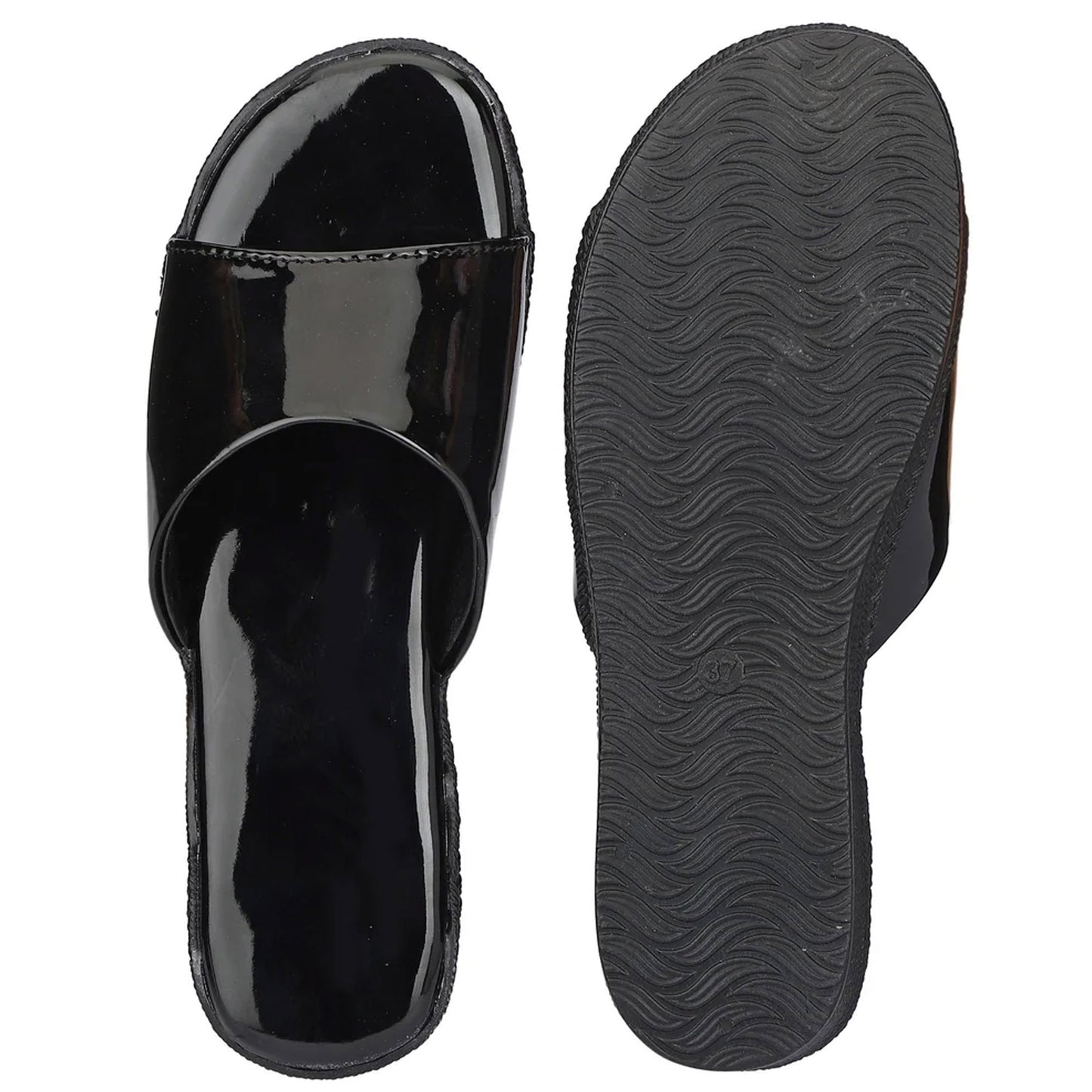 Glossy Wedge Heel Sandals