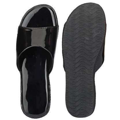 Glossy Wedge Heel Sandals