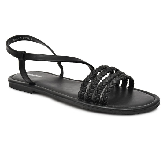 Moshun Women’s Multi Strap Flat Sandals, (Black)