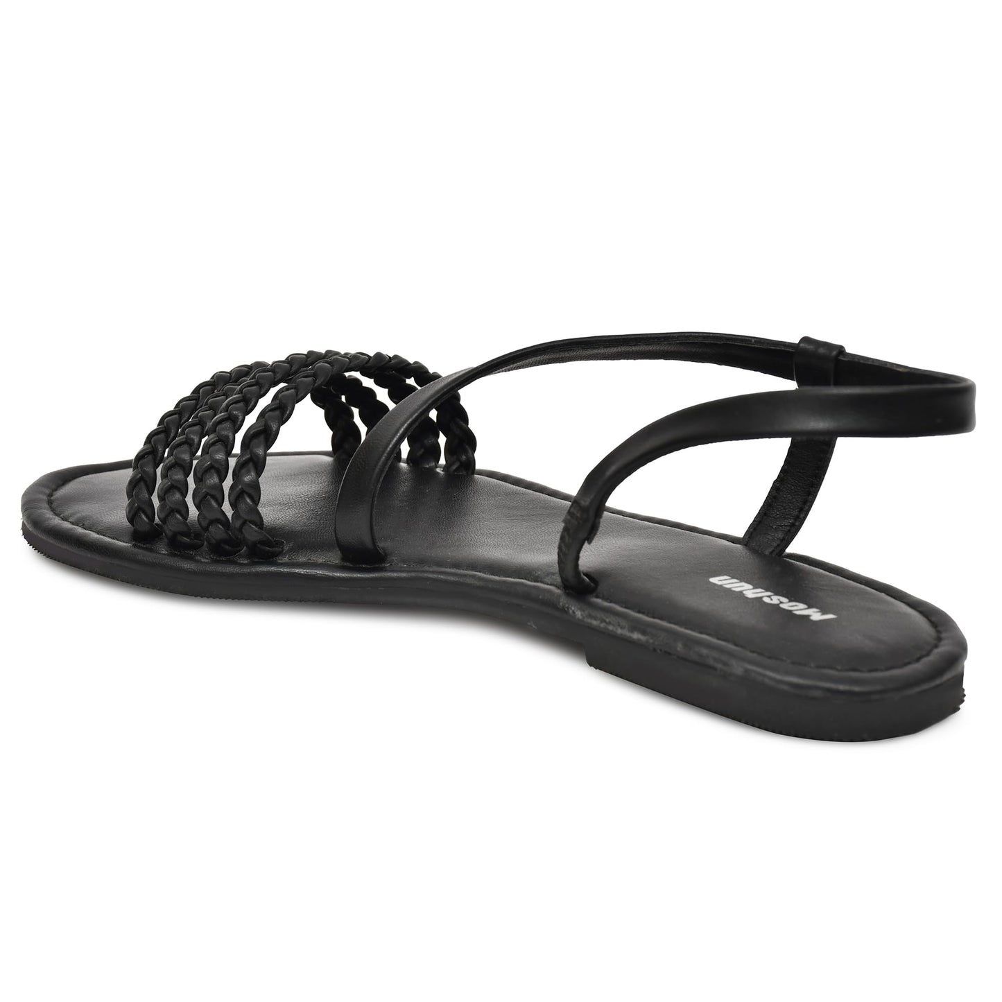 Moshun Women’s Multi Strap Flat Sandals, (Black)