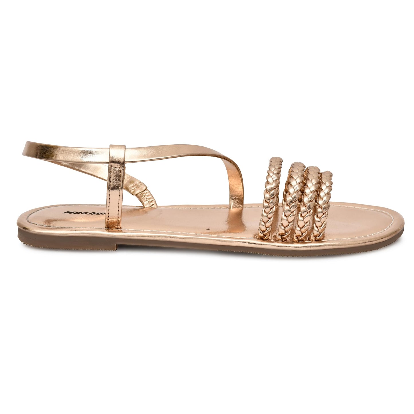 Moshun Women’s Multi Strap Flat Sandals, (Gold)