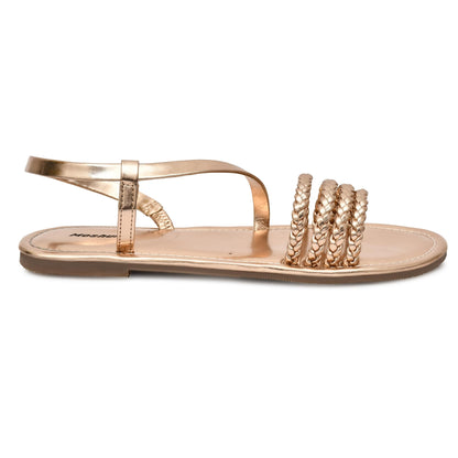 Moshun Women’s Multi Strap Flat Sandals, (Gold)