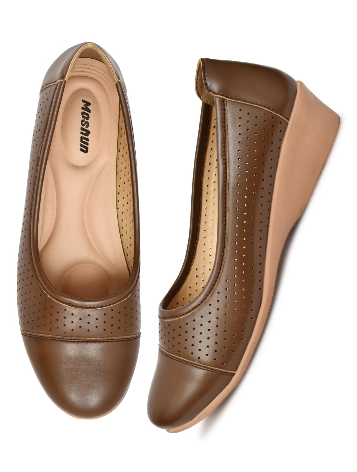 Moshun Women’s Closed Toe Belly Shoes, (Brown)