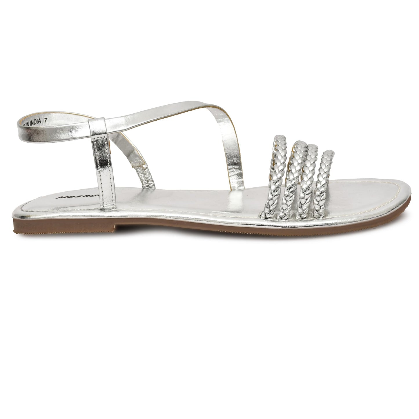 Moshun Women’s Multi Strap Flat Sandals, (Silver)