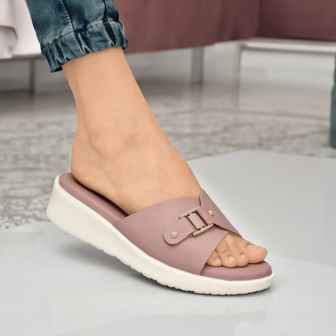 Moshun Women’s Adjustable Strap Open Toe Wedge Heel Sandals, (Peach)
