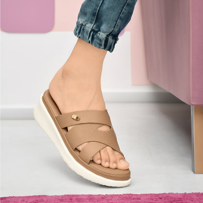 Moshun Women’s Open Toe Wedge Heel Sandals, (Beige)