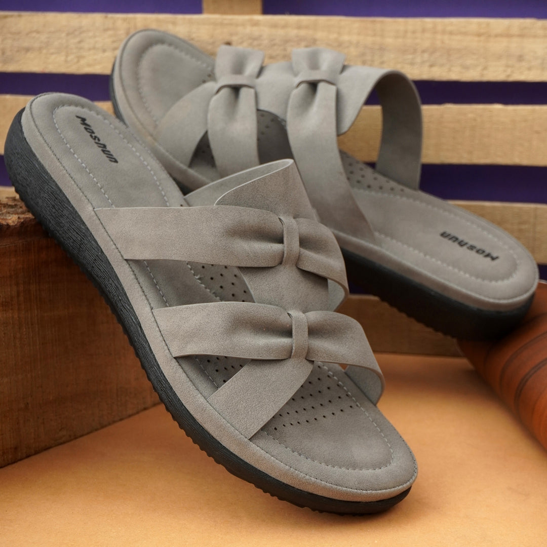 Moshun Women’s Criss Cross Matte Finish Sandals, (Grey)