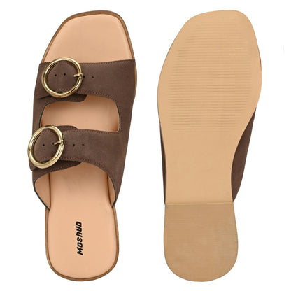 Moshun Women’s Fancy Orthopedic Flat Sandals, (Brown)