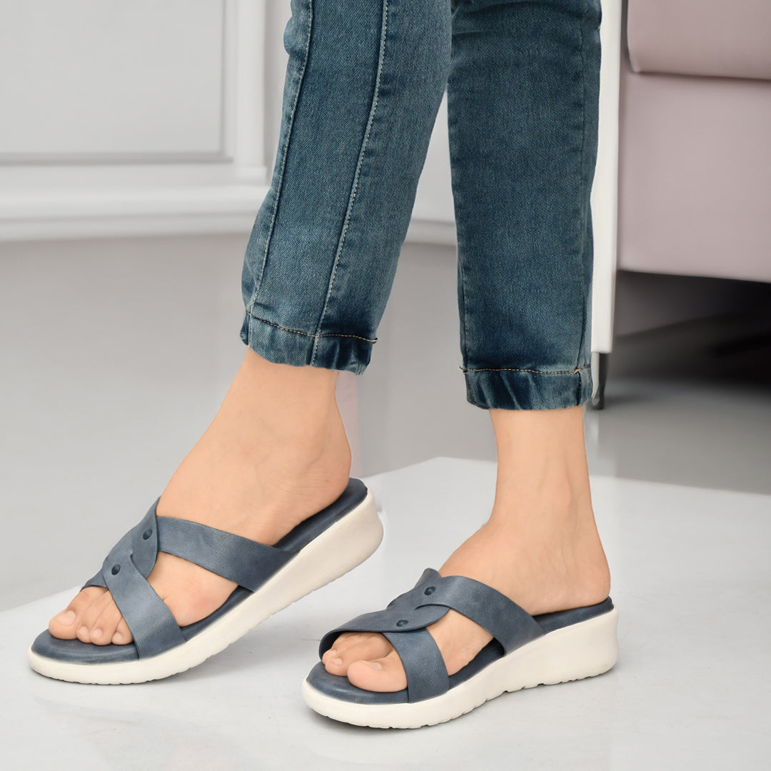 Moshun Women’s Open Toe Orthopedic Flat Sandals, (Blue)