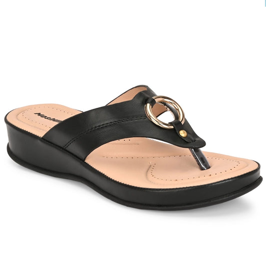 Moshun Women’s Fancy Orthopedic Flip-Flops, (Black)