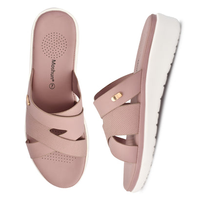 Moshun Women’s Open Toe Wedge Heel Sandals, (Peach)