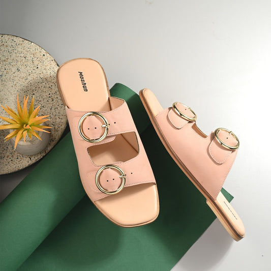 Moshun Women’s Fancy Orthopedic Flat Sandals, (Peach)