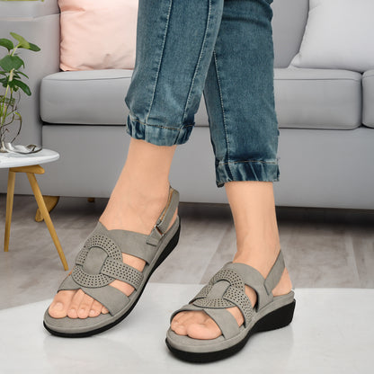 Moshun Women’s Criss Cross Matte Finish Ankle Strap Sandals, (Grey)