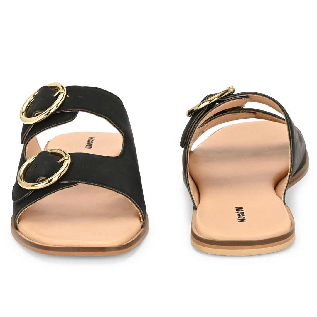 Moshun Women’s Fancy Orthopedic Flat Sandals, (Black)