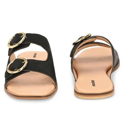 Moshun Women’s Fancy Orthopedic Flat Sandals, (Black)