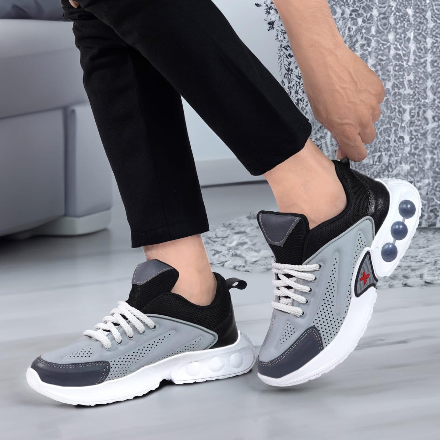 Moshun Men’s Chunky Sneakers, Lightweight Sports Shoes For Daily Wear and Casuals, (Grey)