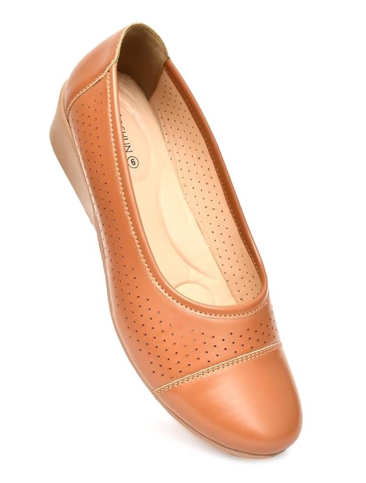 Moshun Women’s Closed Toe Belly Shoes, (Tan)